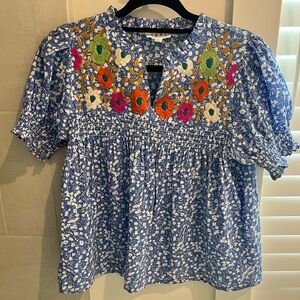 THML ADORABLE EMBROIDERED FLORAL SHIRT
